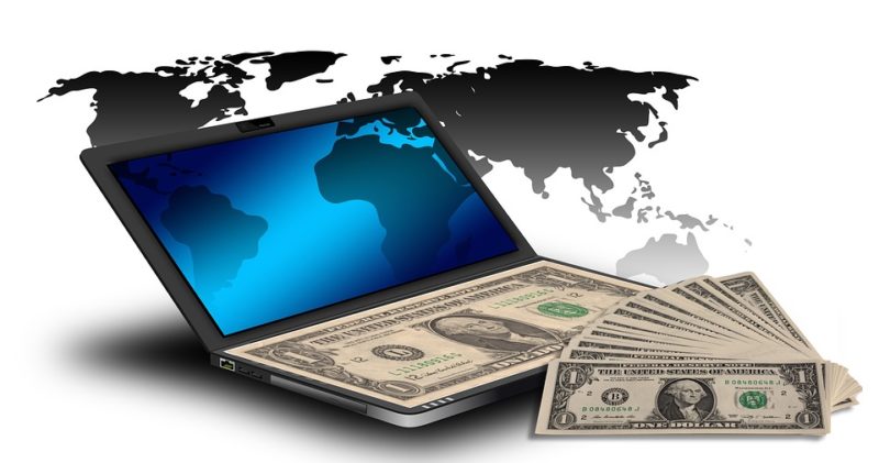 laptop with money